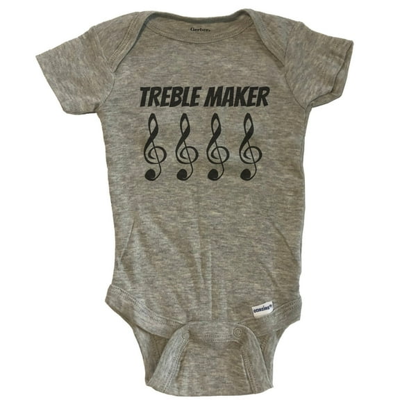 Treble Maker Baby Bodysuit - Funny Baby Bodysuit - Grey