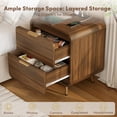 thumbnail image 5 of Holliwill Nightstands Set of 2 with Charging Station, Modern Bedside Table End Table with 2 Drawer for Bedroom Living Room, Walnut, 5 of 12