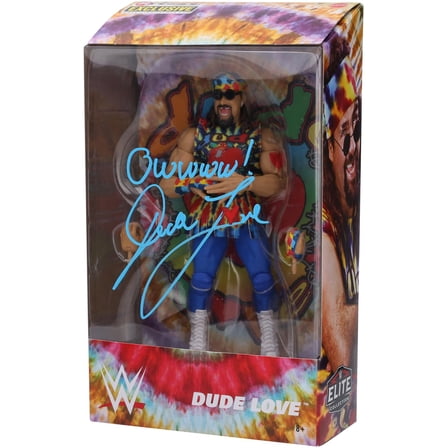 Dude Love WWE Autographed Ringside Collectibles Exclusive Mattel Elite Collection Action Figure with "Owww!" Inscription - Fanatics Authentic Certified