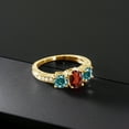 thumbnail image 3 of Gem Stone King 18K Yellow Gold Plated Silver Ring Oval Garnet Blue Moissanite (1.99 Cttw) (Size 9), 3 of 4
