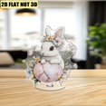 thumbnail image 6 of Rotating acrylic ornament featuring a delicate white rabbit in a stained-glass Easter egg adorned with a flower crown and pastel-colored eggs and blooms, 6 of 6