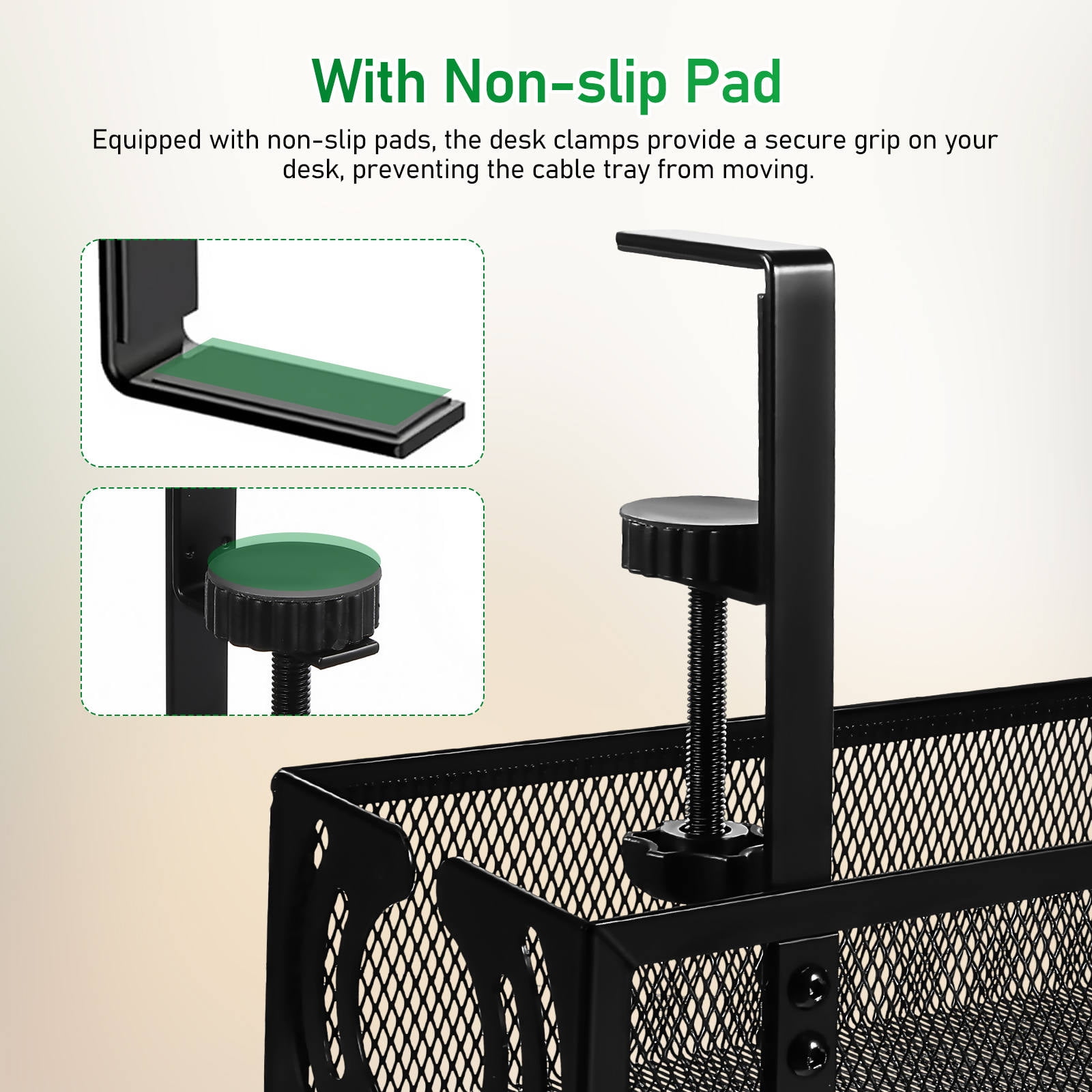 MLINS  Cable Management Rack Desk Organizer No Drill Tray under Cord Black