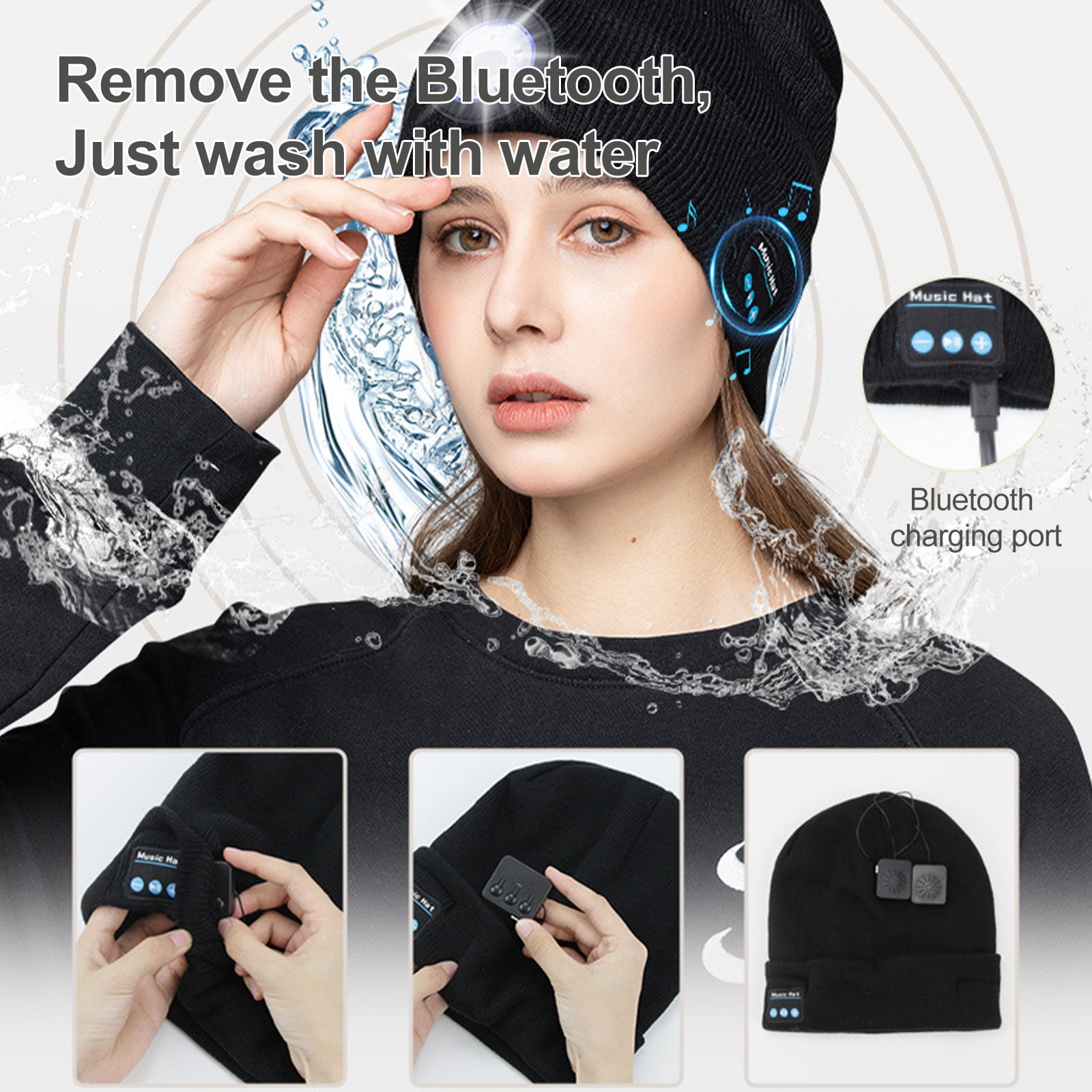 Bluetooth Beanie Hat with Light, Knitted Hat Unisex USB Rechargeable LED  Headlamp Cap with Wireless Headphones, Unique Christmas Birthday Gifts for  Men Him Husband Teen