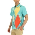 thumbnail image 4 of Lars Amadeus Men's Casual Printed Color Block Point Collar Short Sleeves Shirts, 4 of 6