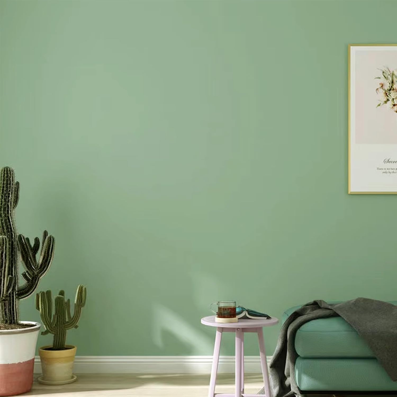 Sage Green Peel and Stick Wallpaper Solid Sage Green Contact Paper A Set of 15.7"x236" Matte Self Adhesive Waterproof Vinyl Roll for Wall Coverings,Cabinets,Countertops,Bedroom,Kitchen