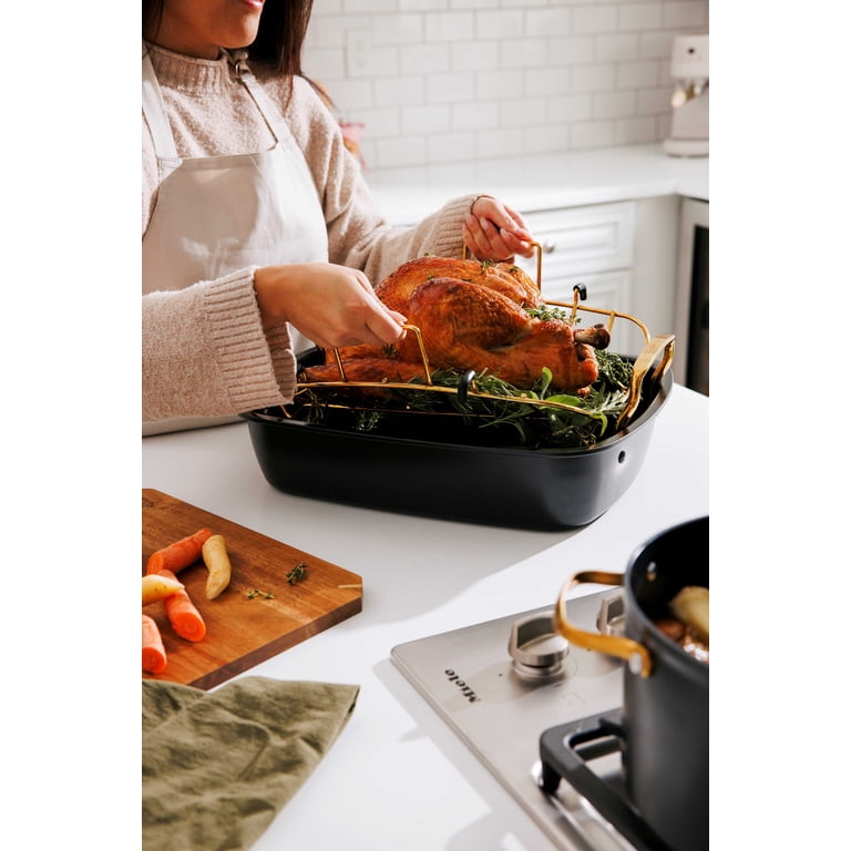 Thyme & Table 2-Piece Carbon Steel Roaster with Rack, Black photo 7