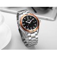 thumbnail image 4 of Automatic Self Wind Mechanical Stainless Steel Strap Simple Orange Blue Bezel Date Business Men Watch, 4 of 5