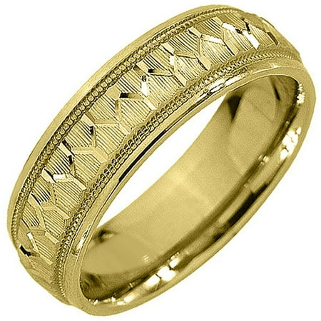 TheJewelryMaster - 14K Yellow Gold Mens Wedding Band 6mm Satin Milgrain Comfort Fit - Walmart.com