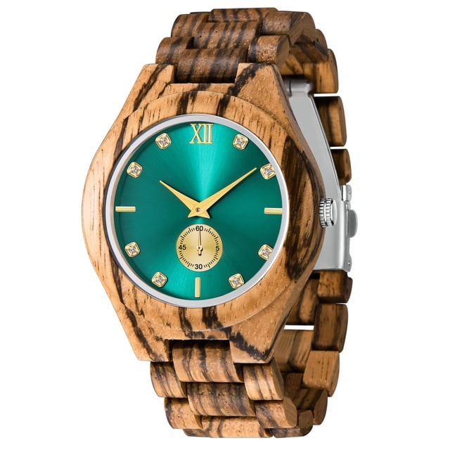 Reloj Dentily de Madera para Hombre Analógico con Movimiento de Cuarzo y Esfera de 45 mm
