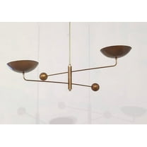 2 Light Curved Pendant Mid Century Modern Raw Brass Sputnik chandelier light Fixture