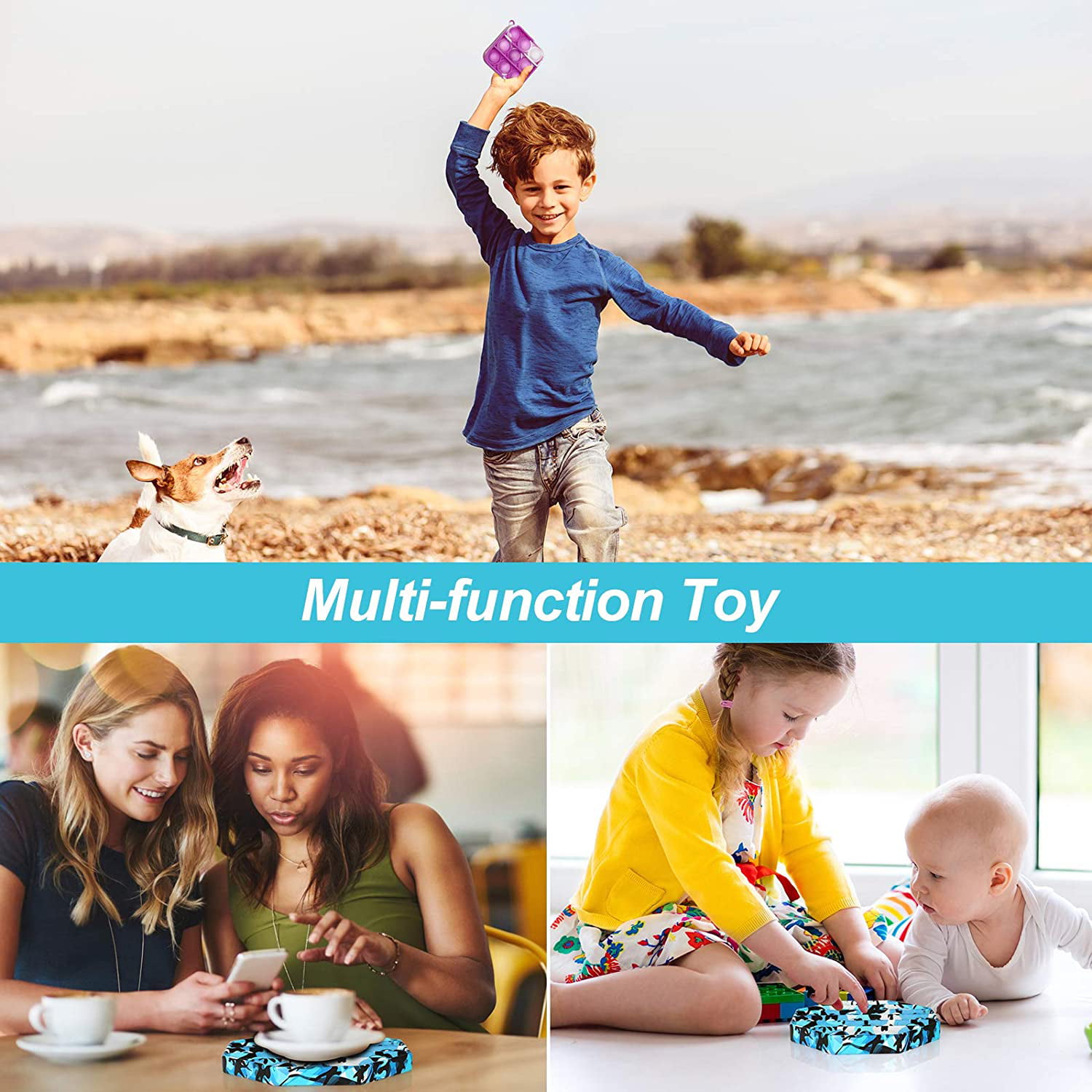 Octagon+Min-G Bonus Mini Squeeze Sensory Toy Silicone Stress Reliever Toy,Special Needs Stress Reliever,for Kids,Family,Students,and Friends Push Pop Bubble Sensory Fidget Toy