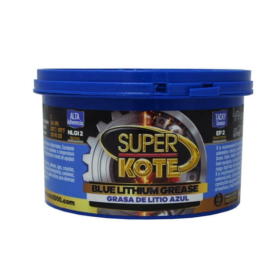 Blue and Tacky Lithium Grease Superkote 2000 | NLGI 2 | Lubricant Grease | Extreme Pressure | High Temperature | Heavy Duty | Wheel Bearing Grease | Marine | Automotive | Blue Grease | 360 gr Can