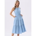 thumbnail image 2 of DARING DIVA Sleeveless Crewneck Tiered Casual Midi Dress Large Sky Blue, 2 of 7
