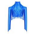 thumbnail image 3 of Haitryli Kids Girls Long Sleeve Sequins Ballet Jazz Hip Hop  Dance Crop Top Tassel Finger Holes Gymnastics Tee Shirt Blouse Royal Blue 8, 3 of 7