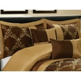 thumbnail image 3 of HIG 7 Piece Chocolate and Gold Faux Silk Fabric Embroideried Bedding Set, Queen, 3 of 6