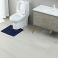 thumbnail image 3 of Hengbo U-Shaped Mat Contour Rug 20 x 20 inch Toilet Mat for Bathroom Floor Fluffy Soft Absorbent Water Machine Washable Navy Blue, 3 of 7