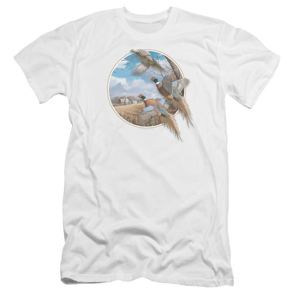 Wildlife October Memories Pheasants Premium Canvas Adult Slim Fit 30/1 T-Shirt White