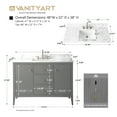 thumbnail image 3 of Vanity Art 48" Double Door Bathroom Vanity with Sink, Freestanding Storage Cabinet with Engineered Marble Top, Flip Down Tray, Drawer, and Shelf, 3 of 6