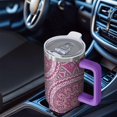 thumbnail image 4 of Leak Proof 40oz Boho Mandala Travel Tumbler with Handle, Flip Straw Lid and Straw – Vacuum Insulated Stainless Steel Mug Gift, 4 of 5
