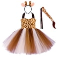 thumbnail image 6 of Byoo Girls' Halter Dress Animal Printed A-Line Tulle Performance Midi Dresses Fairy-Like Cute Carnivals Tutu Dress for Kids Brown, 6 of 7