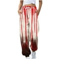 thumbnail image 2 of WXLWZYWL Halloween Sweatpants for Women Scary Bloody Splash Print Fleece Lined Bottoms Gym Workout Pants Halloween 2024 Fall Jogger Pants, 2 of 5