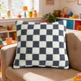 thumbnail image 5 of 18 X 18 Inch Square Checkered Sherpa Throw Pillow Soft Plush Fluffy Decorative Accent Pillow For Couch Sofa Bed Living Room And Home Decor, 5 of 6