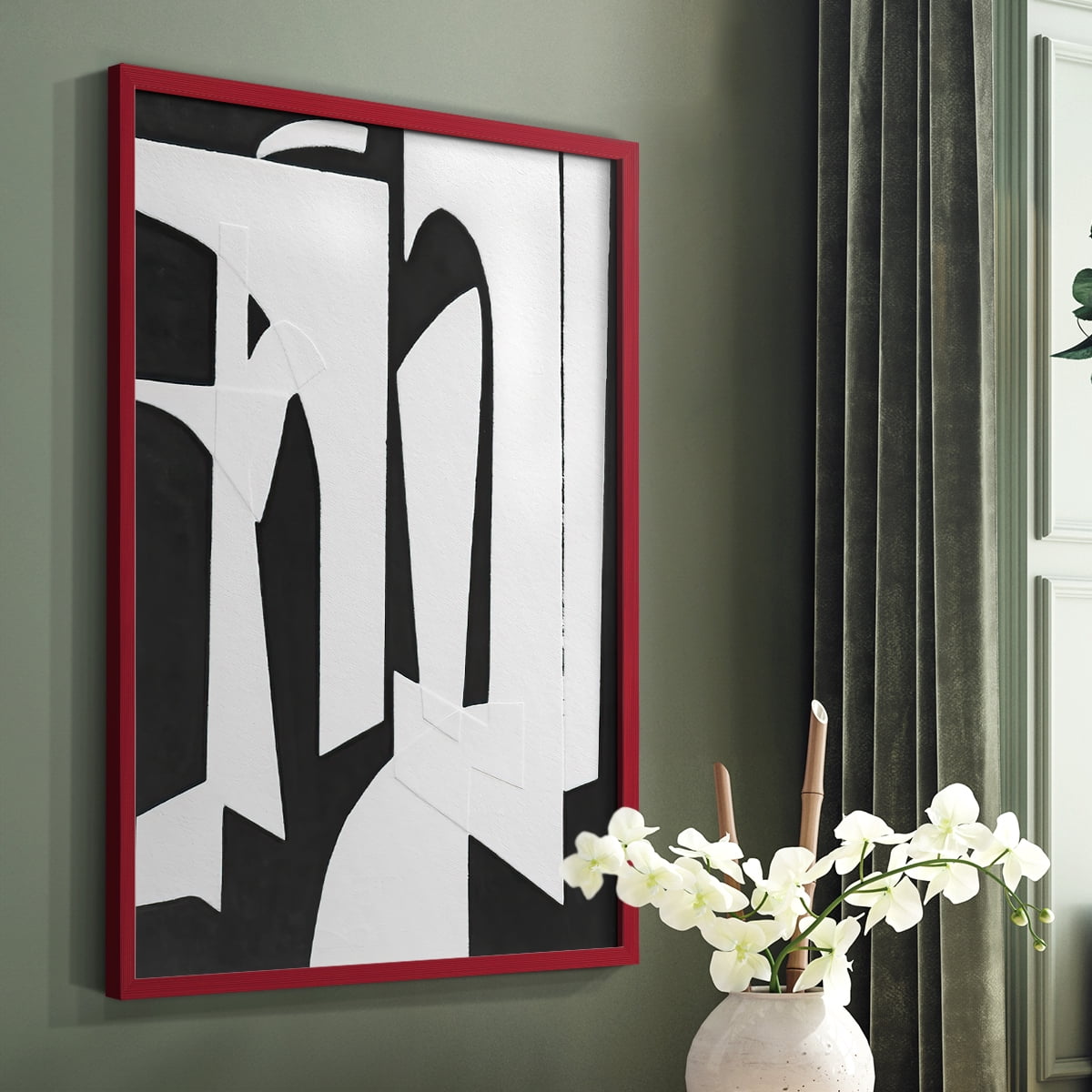 Spanish Arches II Framed Print in Red Solid Wood Framed Print No Nail Hanging