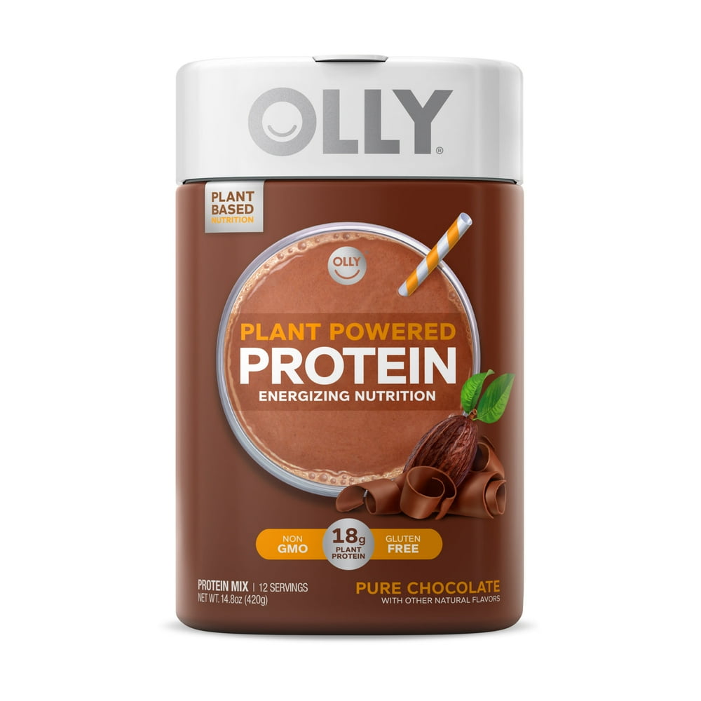OLLY Plant Powered Protein, 18g Plant Protein Powder, Vegan, Chocolate