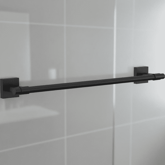 Matte Black 18-Inch Wall Mounted Towel Rack Bar, Heavy Duty Bathroom and Kitchen Towel Holder Rod with Durable Finish, Easy Installation Bathroom Wall Accessories (1-Pack)