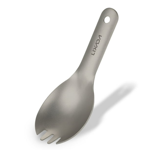 Lixada Mango Corto Titanium Spork Ultraligero Niños Baby Spork Acampar al aire libre Picnic Cubiertos Lixada Cuchara-tenedor