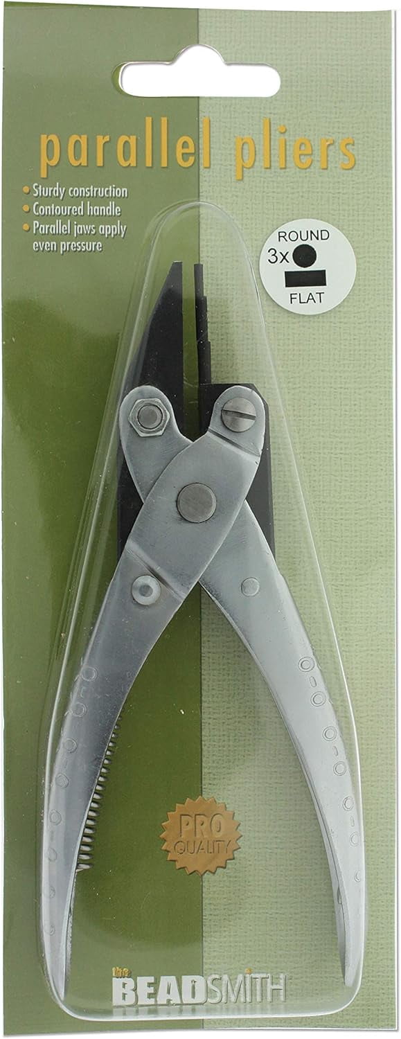 The Beadsmith 3-Step Round and Flat Nose Parallel Plier, Loops 1, 1.5, 2mm, 5.5 Inch Steel Tool