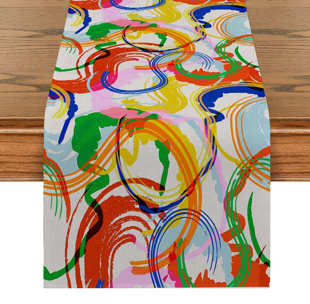 Geometry Table Runners for Dining Table Mattress Grey Flower Wedding