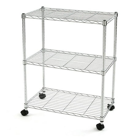 Excel NSF Multi-Purpose 3-Tier Wire Shelving Unit with Casters, 24 in ...