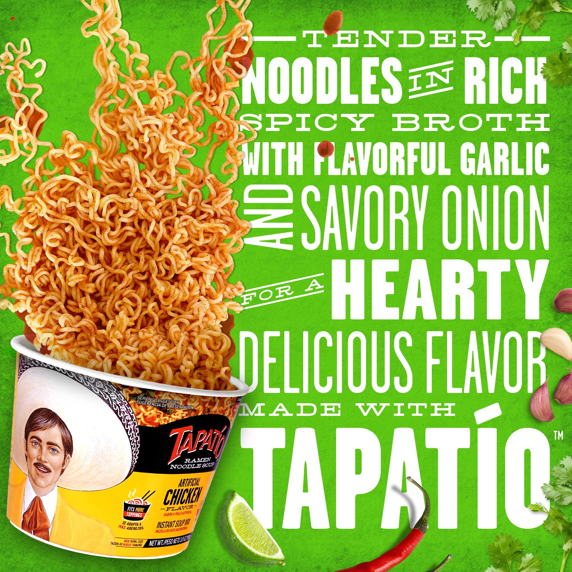 (6 pack) Tapatio Spicy Chicken Flavor Ramen Bowl, 3.8 oz