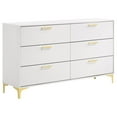 thumbnail image 4 of Maklaine Modern 4-piece Wood Queen Bedroom Set in White and Gold, 4 of 13