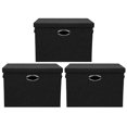 thumbnail image 1 of Posprica 17 x 12 In Collapsible Fabric Storage Bins w/ Lids, Black (3 Pack), 1 of 7