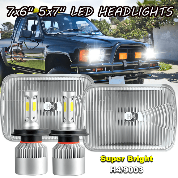 For Toyota Pickup 1982-1995 Hardbody Truck 5x7" 7x6" Led Headlight H4 Hi-Lo Beam