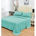 thumbnail image 4 of Luxury Series Rayon Made from Bamboo Sheet Set - Wrinkle Free -Softer than Cotton- Deep Pockets - 4 Piece - 1 Fitted Sheet, 1 Flat, 2 Pillowcases Full, Aqua, 4 of 4