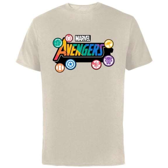 Marvel Pride Rainbow Avengers Logo Proud Heroes Stickers - Short Sleeve Cotton T-Shirt for Adults - Customized-Natural