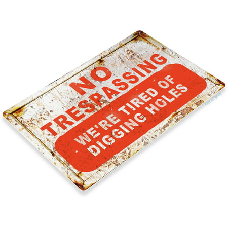 TIN SIGN No Tresspassing Rustic Kitchen Cottage Cabin Farm Lake Beach House (Best Lake House Names)