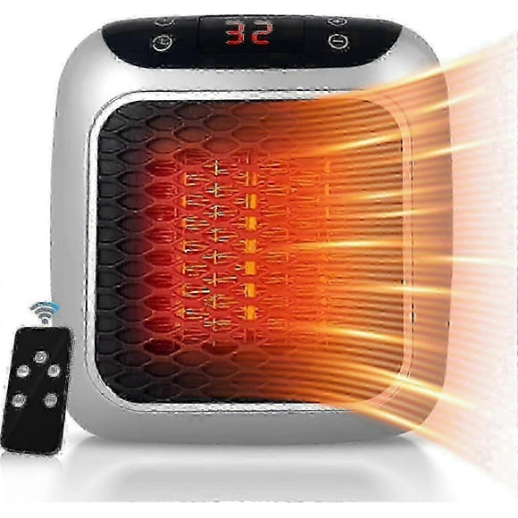 Portable 800W Ceramic Heater with Remote, Timer, LED Display & 2 Heat Settings
