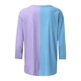 thumbnail image 5 of Jsaierl 3/4 Length Sleeve Womens Tops Crew Neck Shirts Loose Color Block Shirts Comfy Lightweight Workout Tshirts Three Quarter Length Fall Blouses, 5 of 5