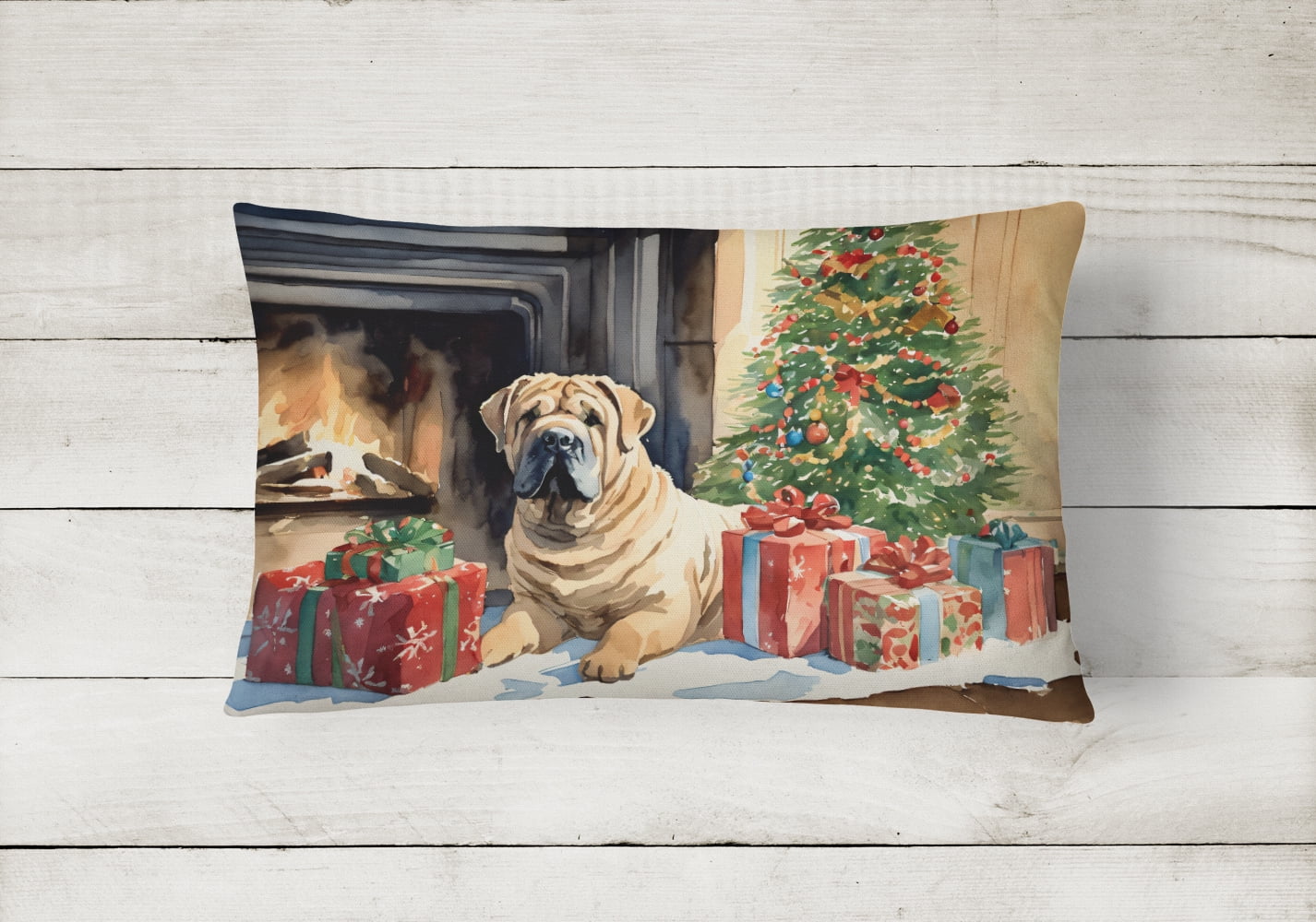 Shar Pei Cozy Christmas Throw Pillow 12 in x 16 in