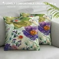 thumbnail image 3 of Fenyluxe Flower Design Green and Purple Square Pillow Cover Case for Cushions Sofa Bed Outdoor Decoration - Aesthetic Decor for Car Couch Bedroom, 1PC 24x24in, 3 of 5