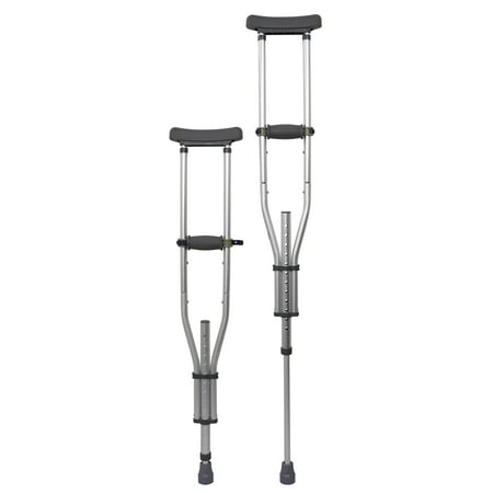 McKesson Universal Aluminum Crutches, Quick-Adjust, Push-Button - All Ages, 2 Box