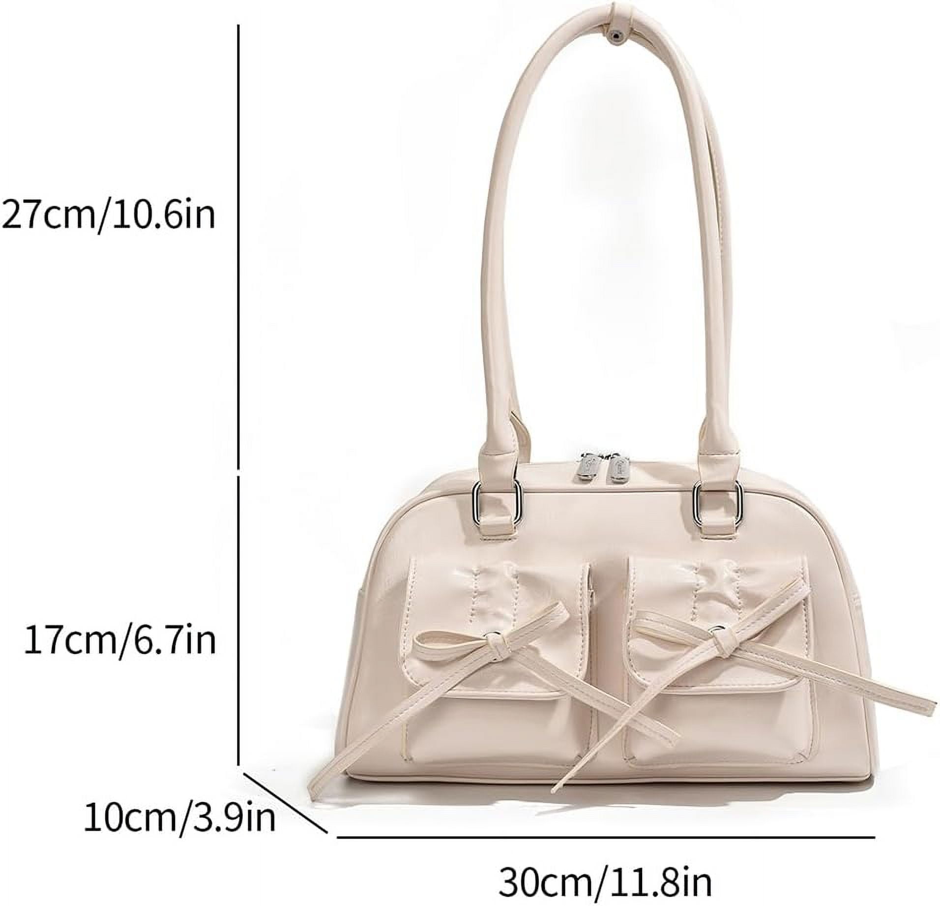 CAILDANL Cute Bow Purse Aesthetic Japanese Shoulder Bag Faux Leather Tote Bag Y2k Red Handbag Purse