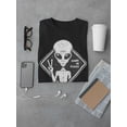 thumbnail image 3 of Alien Showing Peace Sign T-Shirt Men -Image by Shutterstock, Male Large, 3 of 4