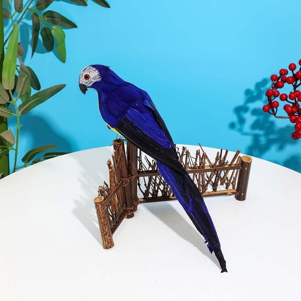 Estatua de loro de simulación, modelo creativo de Animal, regalos de inauguración de la casa para decoración de de porche , azul real 25x7cm