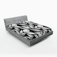 thumbnail image 2 of Ambesonne Floral Fitted Sheet, Achromatic Tone Leaves Print, King Size, Black and Pale Grey, 2 of 5