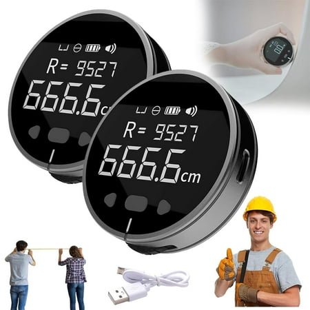 

Electric Tape Measure Tape Measure Digital Display Easy Smart Digital Tape Measure Electric Digital Measuring Tape Ruler Rechargeable 99m/325ft with LCD Display for Flat Curved Measuring (2pcs)